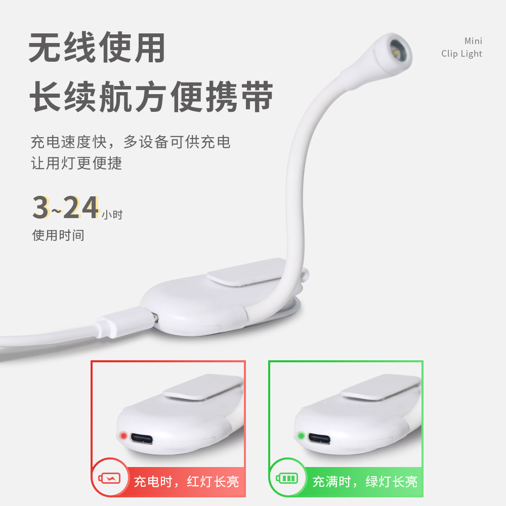 New Mini Small Desk Lamp USB Charging Portable Clip and Stand Dual Use Reading LED Night Light Gift