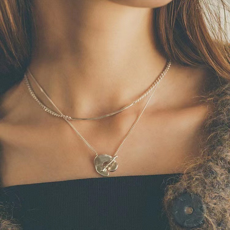 Matsumoto Keina joint gold and silver color OT buckle necklace, multiple ways to wear, layered sweater chain