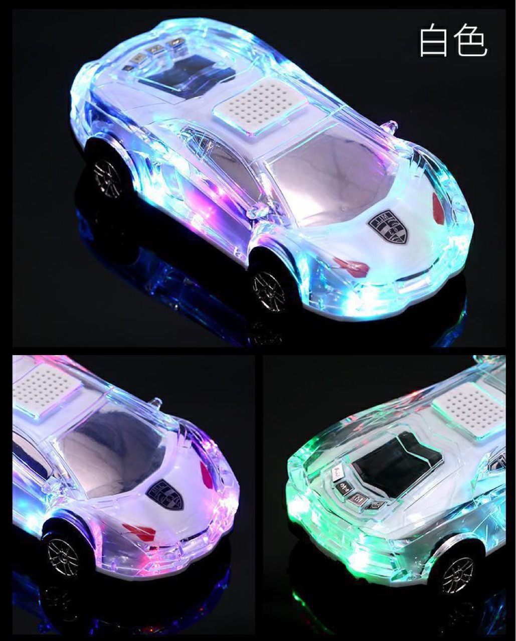 Colorful Crystal Car Model Bluetooth Speaker, Subwoofer, Car TF Card Audio, Lamborghini Phone Computer Player