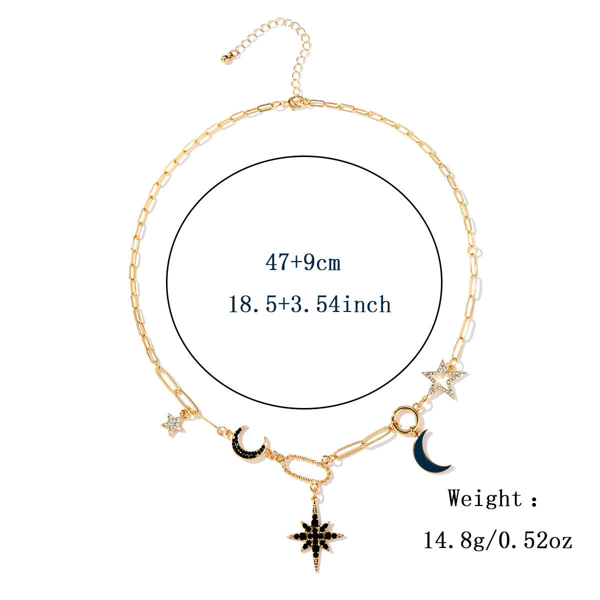 Kenjie mysticism coin rhinestone embossed small pendant bib necklace for women neck accessory