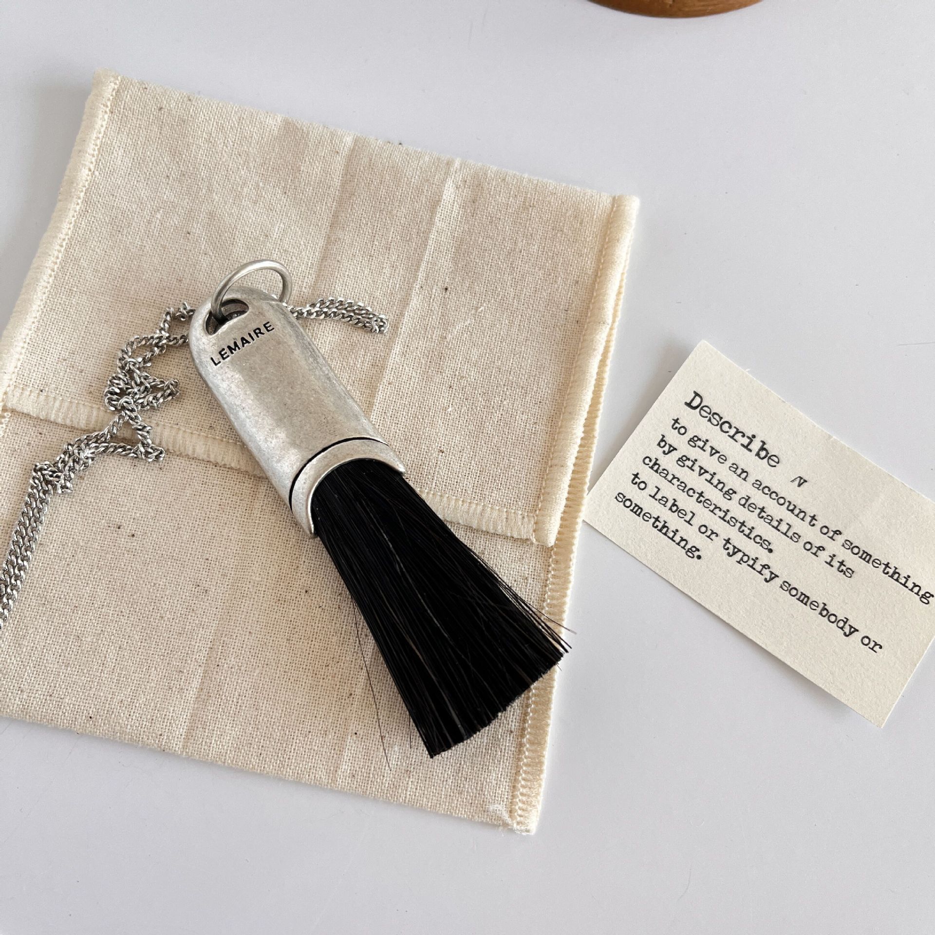 Cha Jung-won Horsehair Tassel Necklace Long Pendant Sweater Chain Accessory