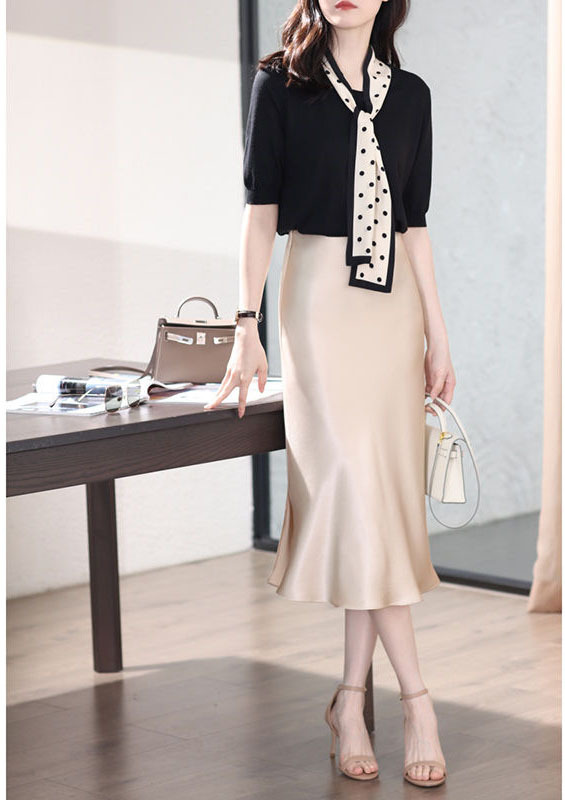 2026 Summer New S325 High Waist Pencil A-Line Skirt 19 Momme Silk Stretch Satin Satin Half Skirt