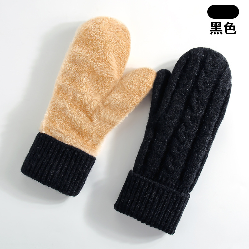 New Winter Warm Gloves Women Fleece-Lined Thick Mittens Cycling Skiing Wool Mittens Knitted Gloves