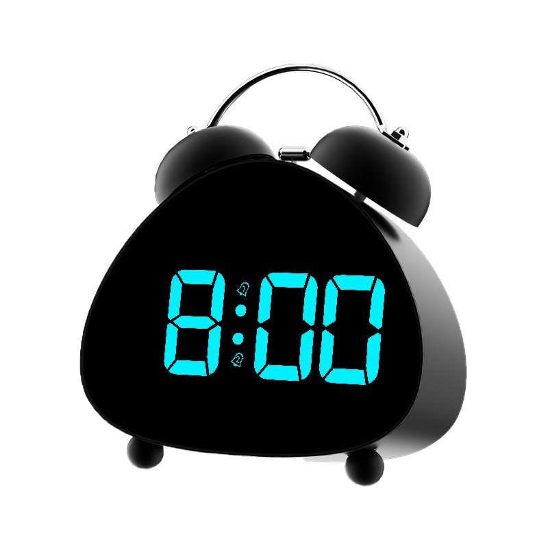 New bedside table plug-in LED electronic alarm clock triangle bedroom loud large screen ringing electronic alarm clock