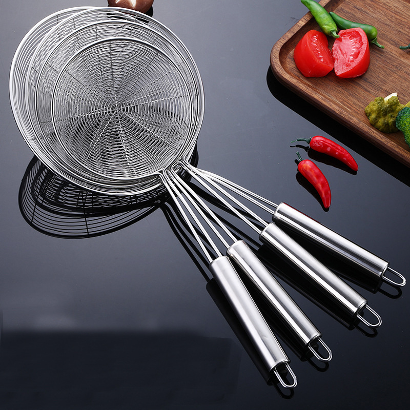 Exclusive stainless steel slotted spoon wire strainer hot pot frying oil strainer mesh strainer 201 round tube skimmer