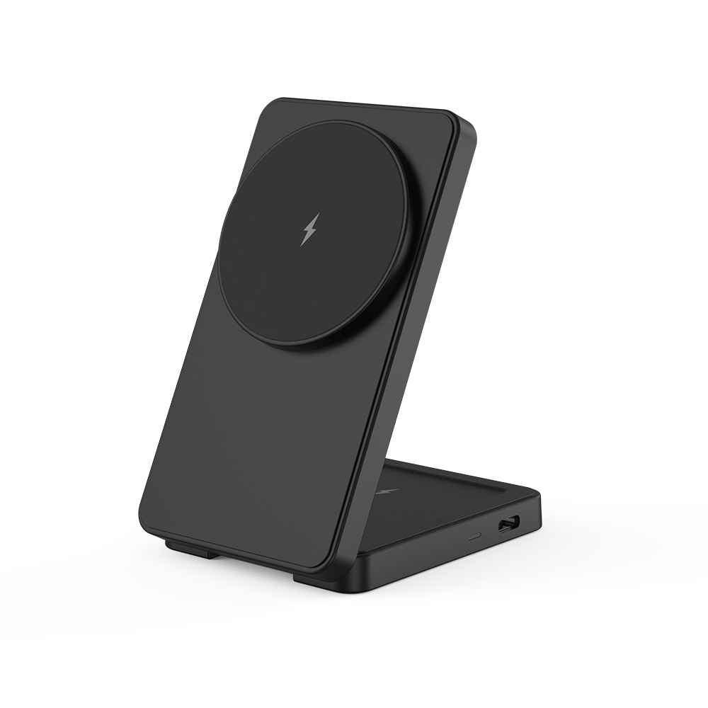 2-in-1 Magnetic Wireless Charger Foldable Stand for Apple Magnetic Phone 15W Fast Wireless Charging