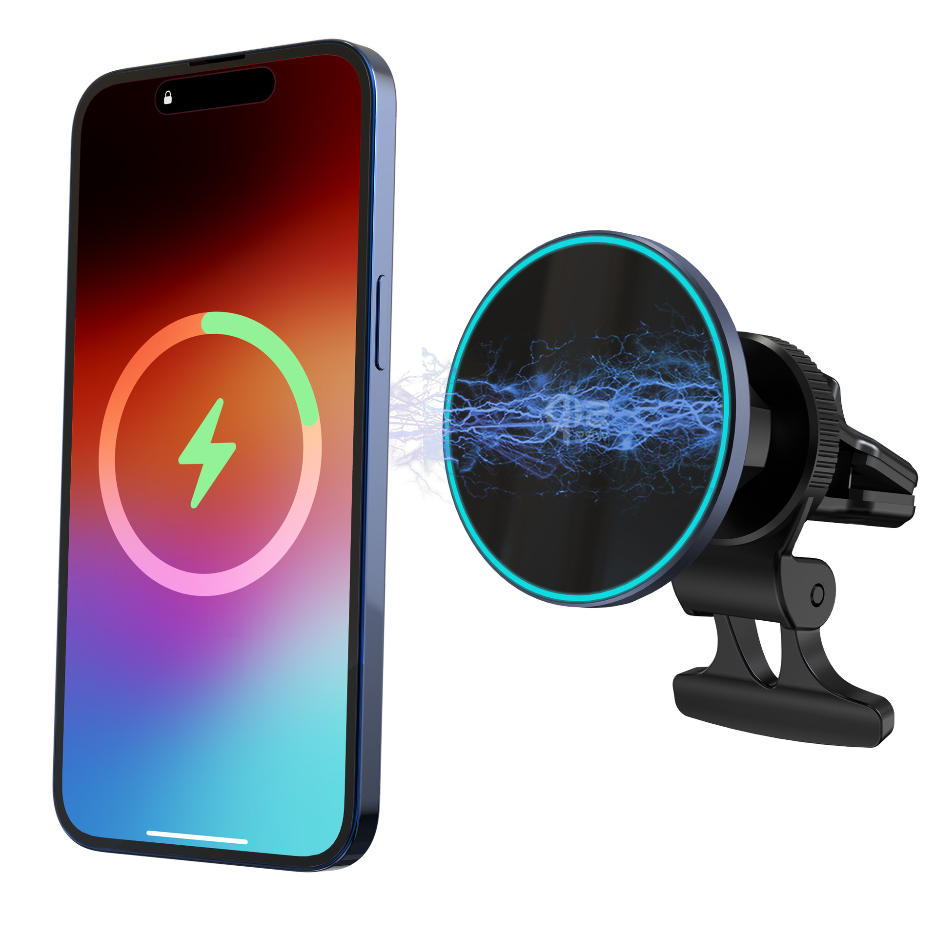 QI2.2 25W private mold magsafe magnetic car wireless charger phone mount for Apple RGB light