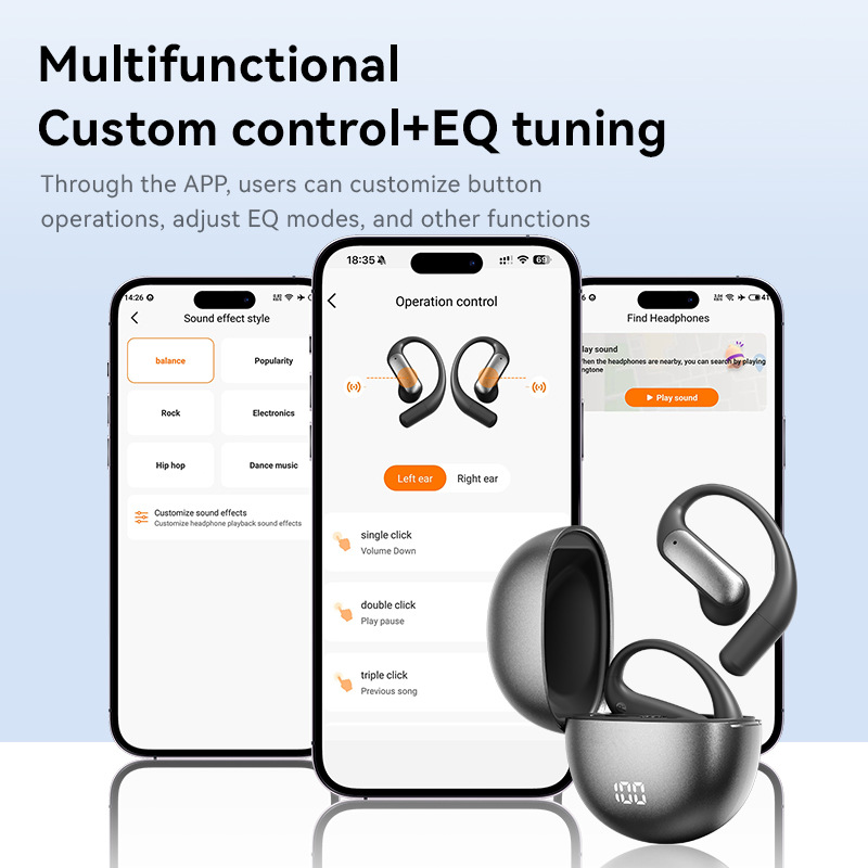 AI Intelligent Translation Wireless Bluetooth Earphone Long Battery Life Sports Ear Hook Bluetooth Earphone