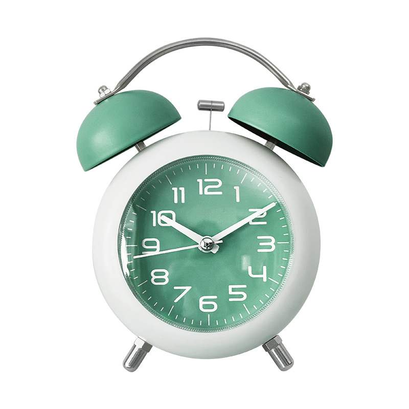 Large Alarm Clock Wake-up Student Children Mechanical Metal Bell Silent Night Light Bedroom Desktop Clock F18