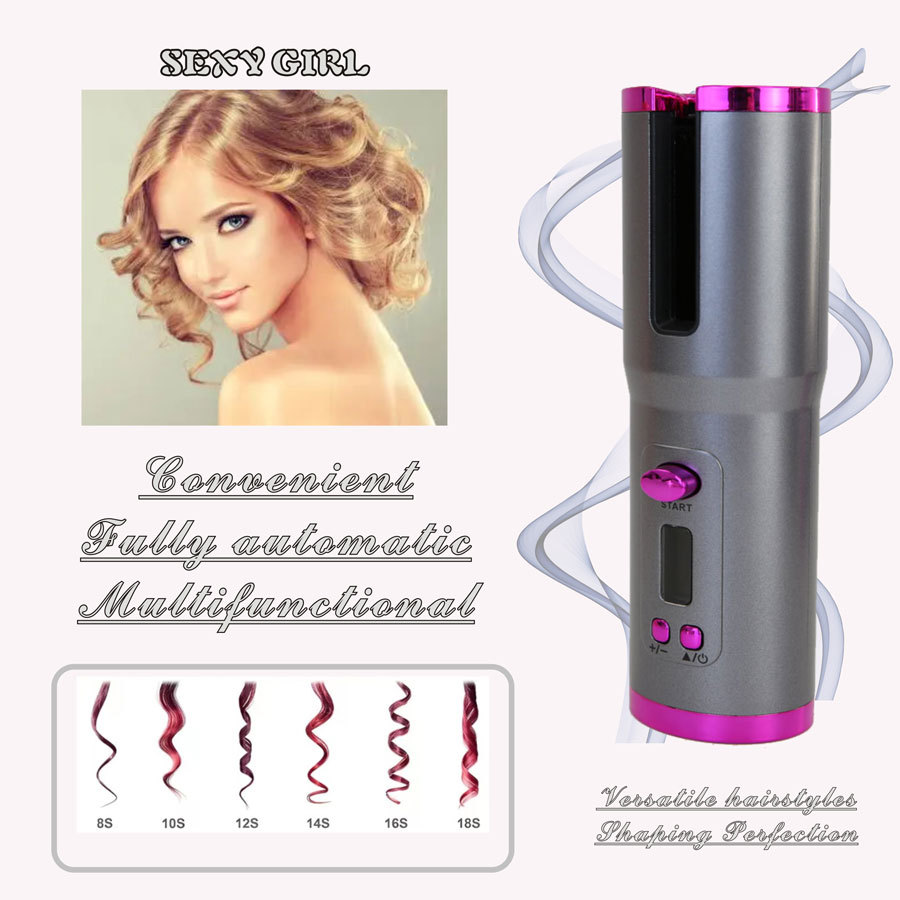 Automatic Curling Iron Charging Wireless Curler Electric Rotating Non-Damaging Portable Patent Design