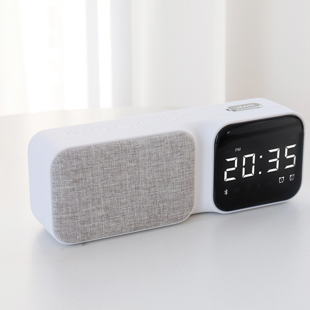 Electronic Clock Bluetooth Speaker Desktop Home Fabric Wireless Audio Portable Gift Bluetooth Speaker Student Alarm Clock