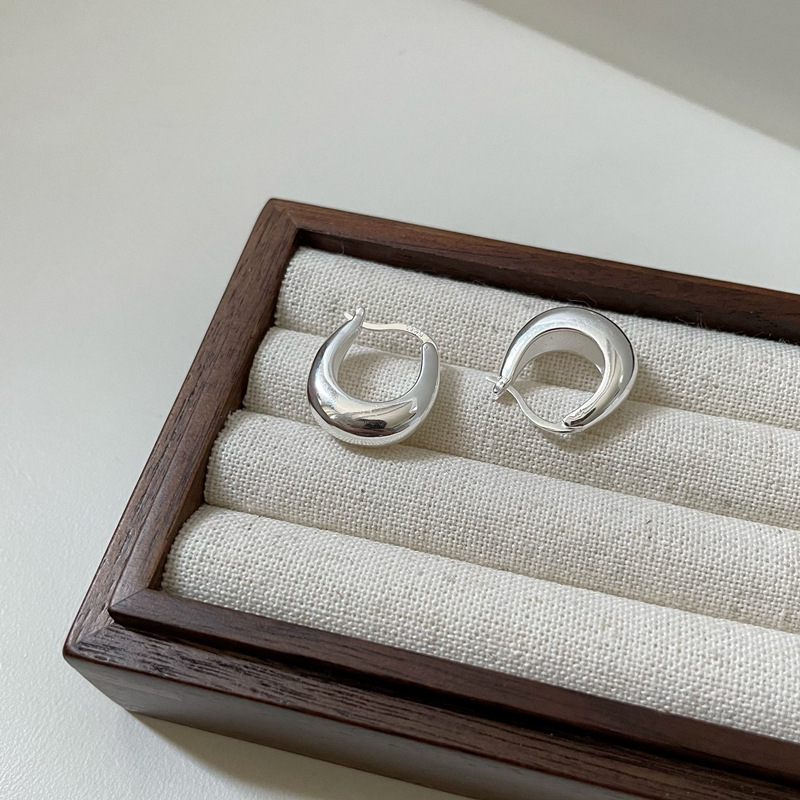 S925 sterling silver crescent ear clip minimalist basic earrings ear accessories