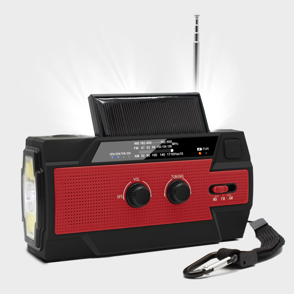 Outdoor emergency disaster prevention radio hand-crank multifunctional flashlight solar charging