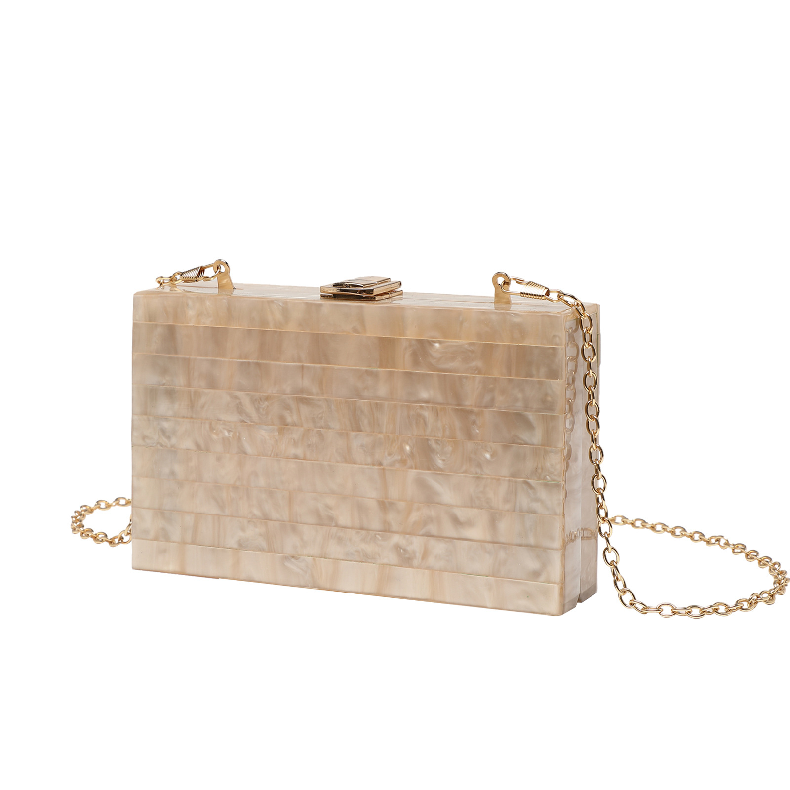 2023 New Evening Bag Striped Stitching Pearlescent Acrylic Clutch Bag Crossbody Exclusive