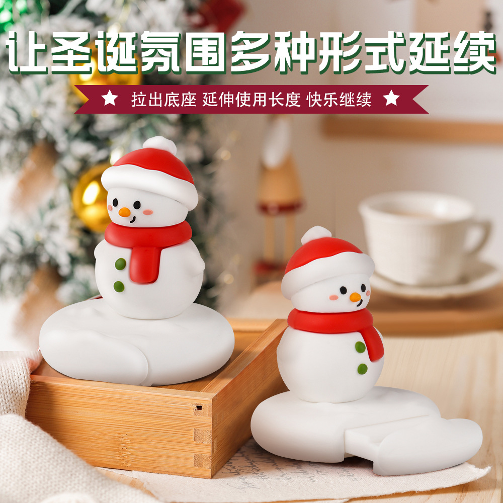 Christmas Phone Stand Cute Santa Gift Desktop Phone Stand Snowman Decoration Small Ornament
