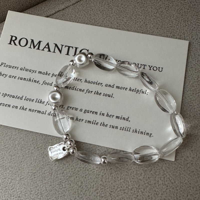 S925 sterling silver white crystal bracelet INS style elastic rope jewelry