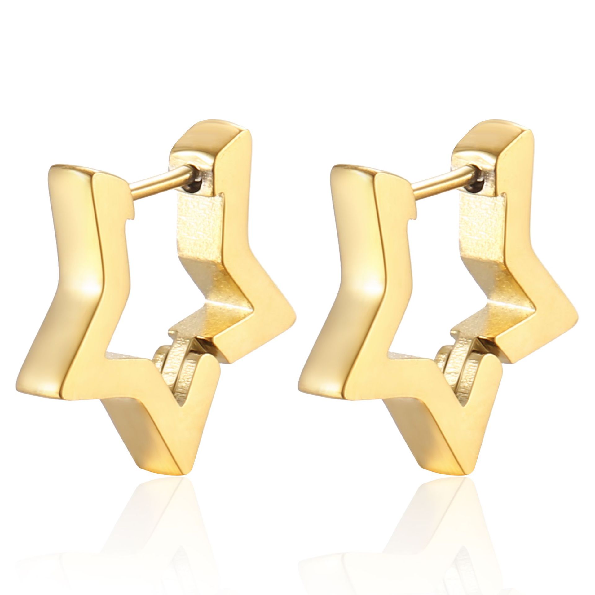 Exclusive stainless steel ear clips for women, hand-polished geometric earrings, furnace real gold ear accessories