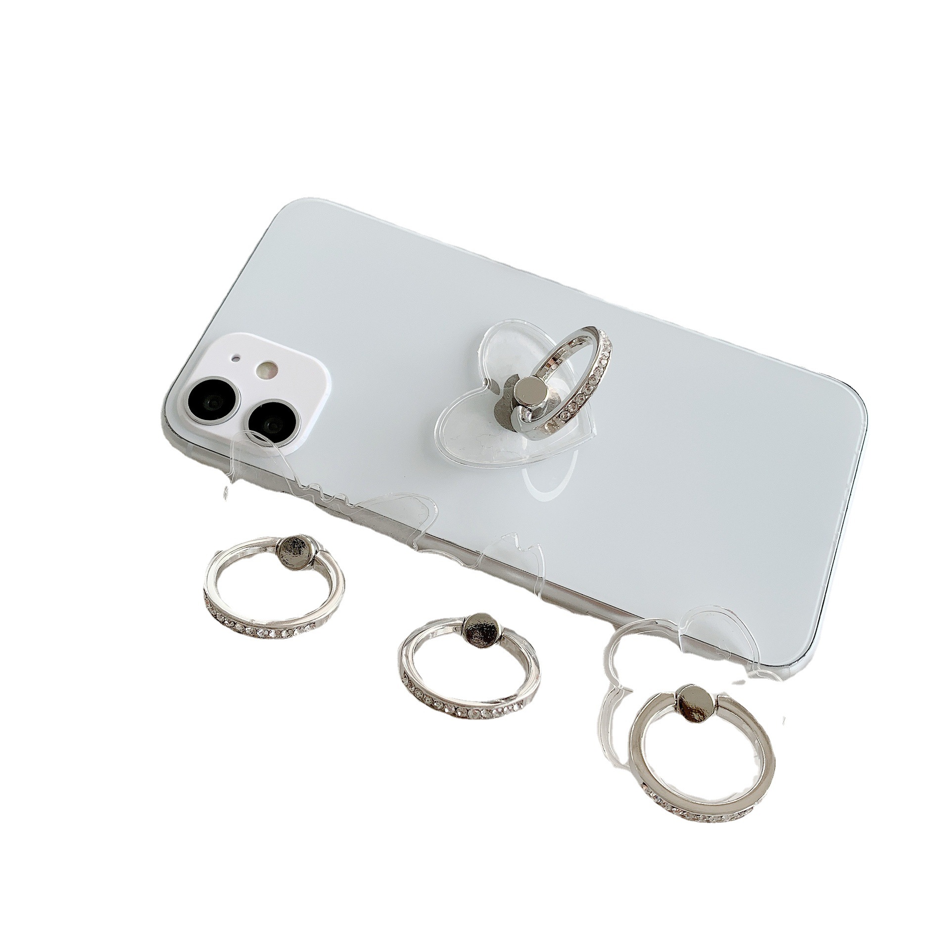White steel diamond ring holder transparent acrylic ring phone tablet portable