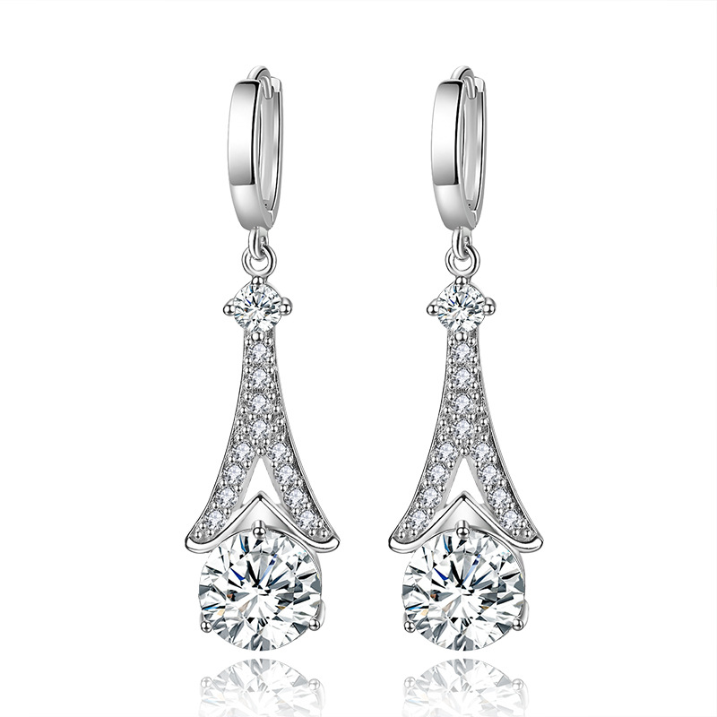 Eiffel Tower earrings for women, wind Eiffel Tower with diamonds, new niche earrings