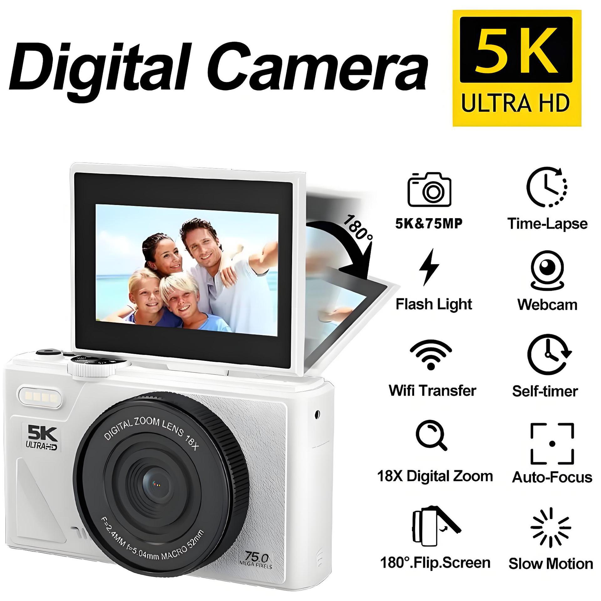 New W1 flip screen CCD camera HD digital camera with WiFi transmission beauty filter 4K5K
