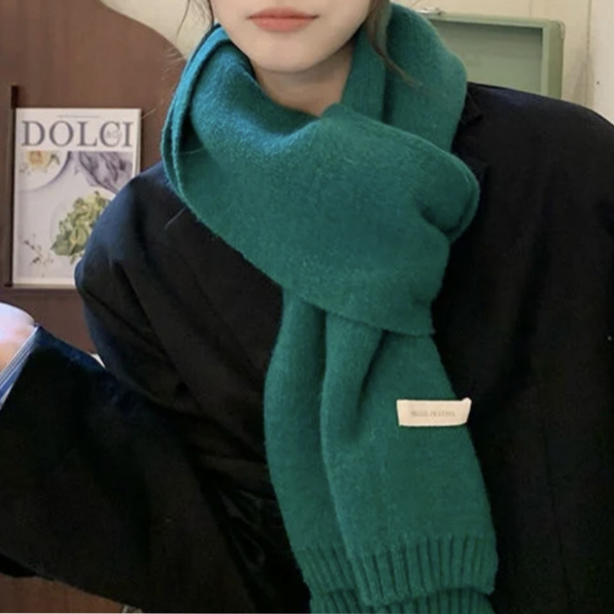 Autumn and winter new deer velvet knitted scarf shawl warm knitted neck scarf neck protection thick scarf