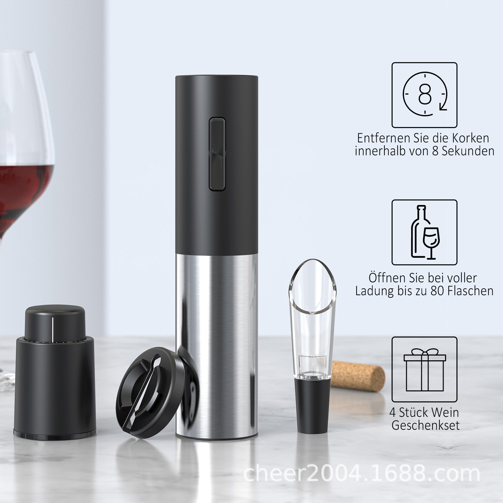 Kelitong Electric Wine Opener Mini USB Rechargeable Grape Red Wine Electric Corkscrew Wine Set