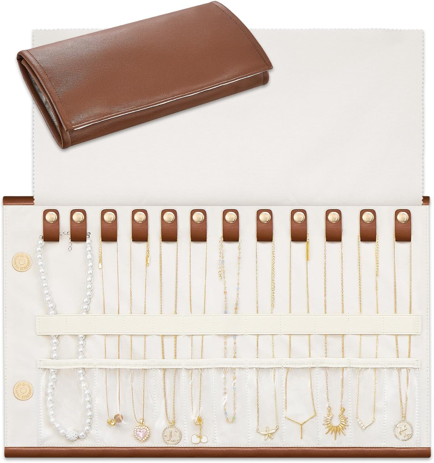 Roll-up Jewelry Storage Bag Anti-oxidation Necklace Storage Roll Cloth Folding Earring Ring Storage Bag Portable