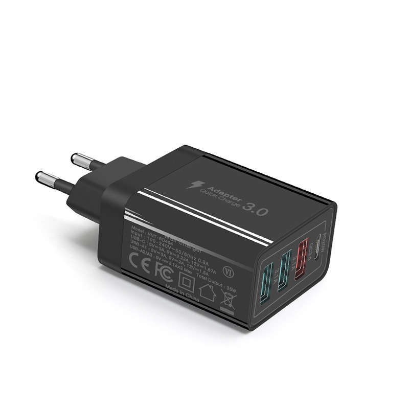3USB+1C Multi-Port Charger QC3.0 EU US UK Fast Charger PD Phone Fast Charging Head