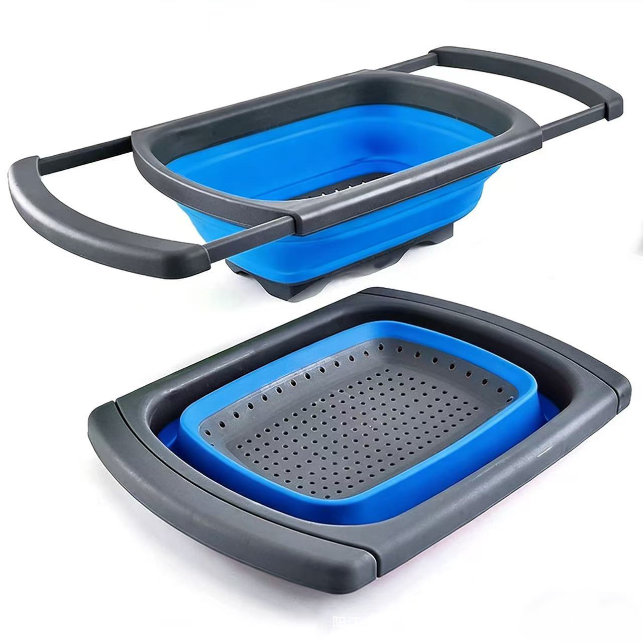 Foldable cutting board, expandable drain basket, square vegetable washing basket, household fruit basket, kitchen tool
