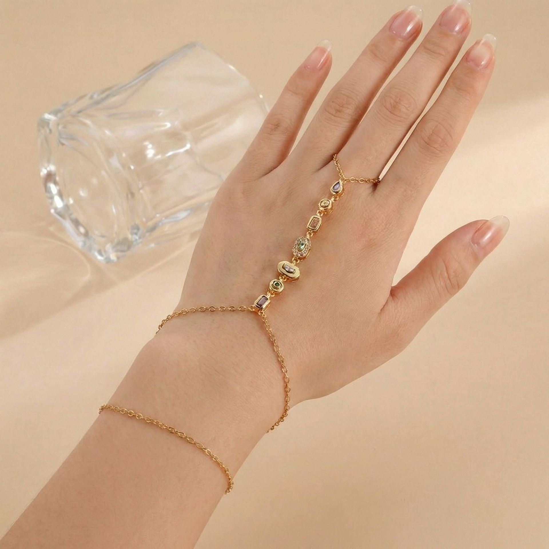 Popular Horse Eye Connected Finger Bracelet Women Simple Multi-layer Hand Back Chain Adjustable Hand Jewelry