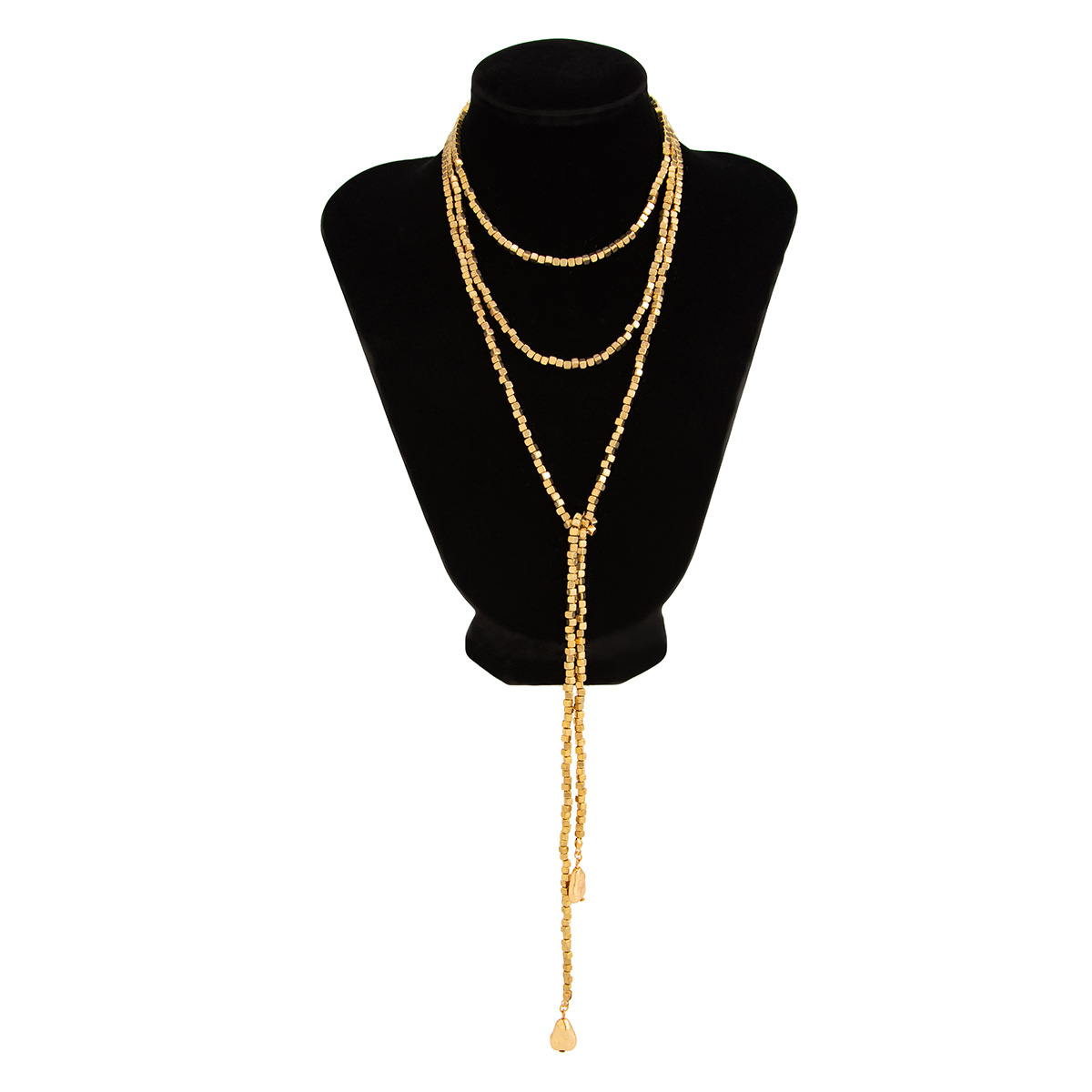 Jewelry hip-hop style irregular CCB pearl bead necklace y-shaped round piece tassel锁骨链