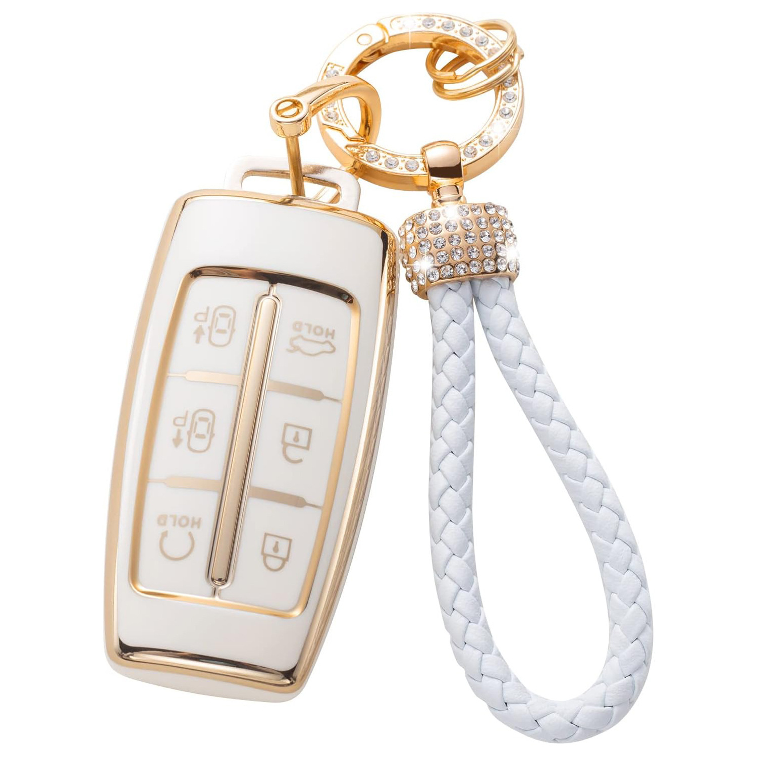 Gold Edge Car Key Case Car Key Bag Diamond Ring Pendant Keychain