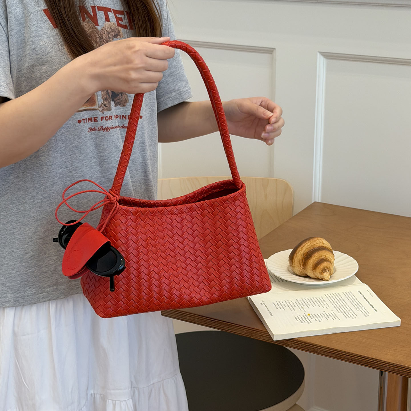 Niche Hand-Woven Underarm Bag Women Casual Handheld Mother-Child Bag Large Capacity Single Shoulder Bag Women Bag