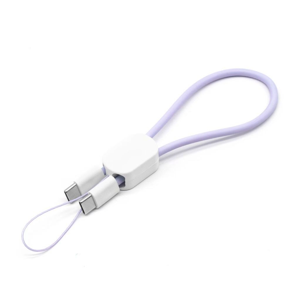 Phone lanyard data cable dual Type-C 60W fast charging silicone PD20W for Apple Huawei hand strap cable