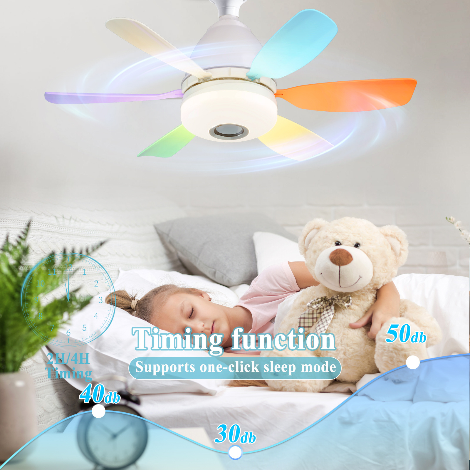Fan Light RGB Living Room Ceiling Fan Light Simple Modern Bedroom LED 2026 New