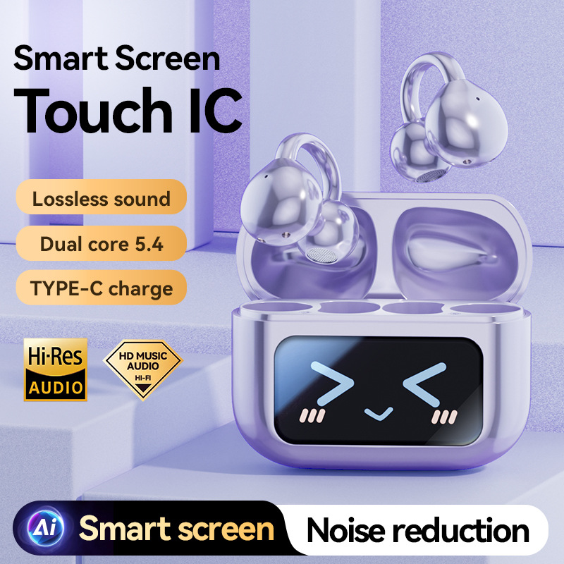 M100 New Color Screen Translation Bluetooth Earphones Ultra-Long Battery Life Ear Clip Wireless Bluetooth Earphones with Screen 5.4