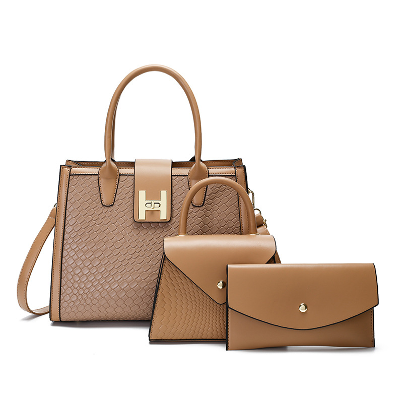 Multi-piece Set Mother-child Bag Women's 2025 New Large Capacity Shoulder Handbag Woven Texture Handbag Handbg