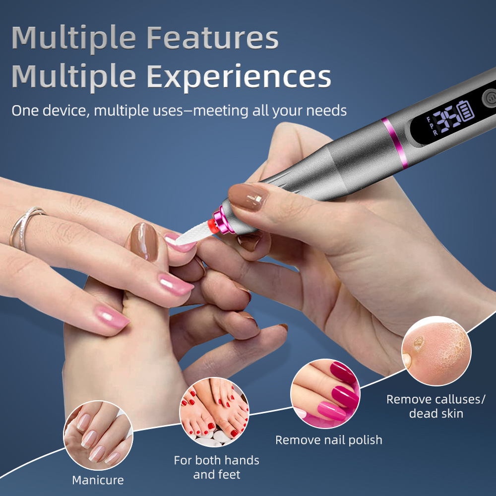New Nail Drill with Metal Body, 35000 RPM, for Removing Dead Skin and Gel Polish, Electric Nail File