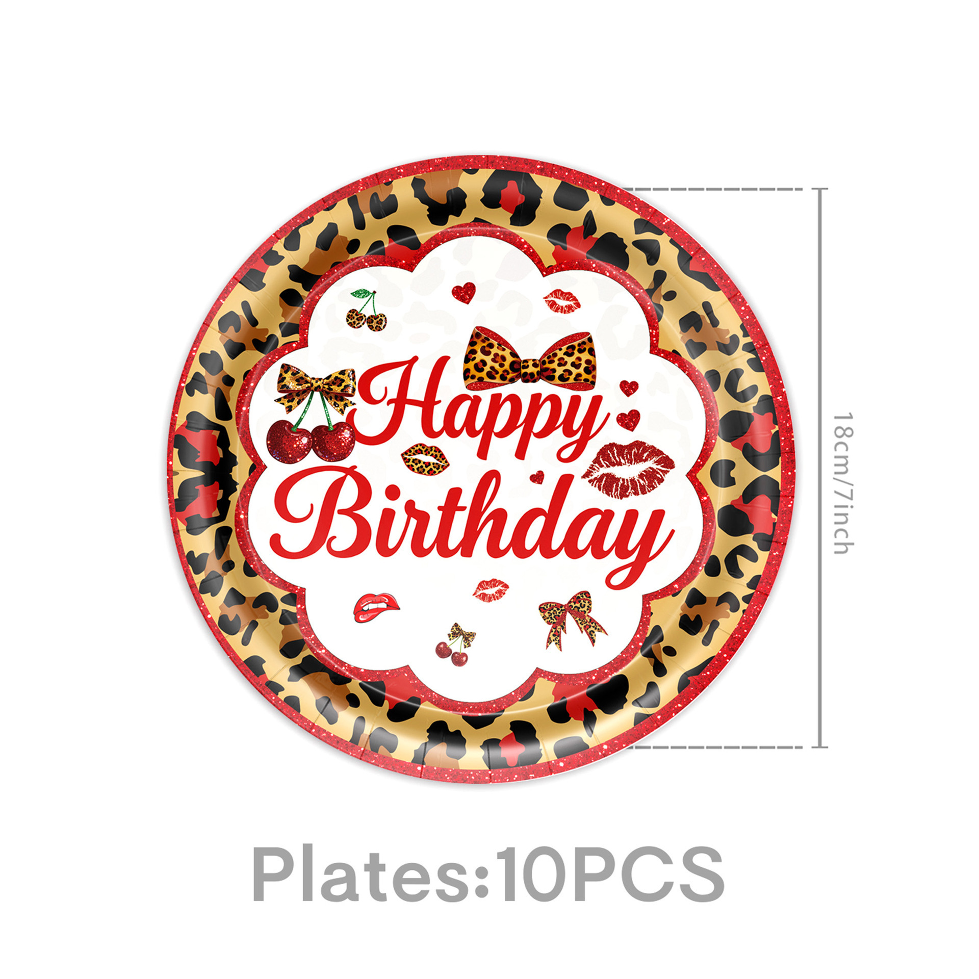 Bow Leopard Print Theme Party Tableware Disposable Paper Plate Paper Cup Tablecloth Bunting Flag Cake Decoration
