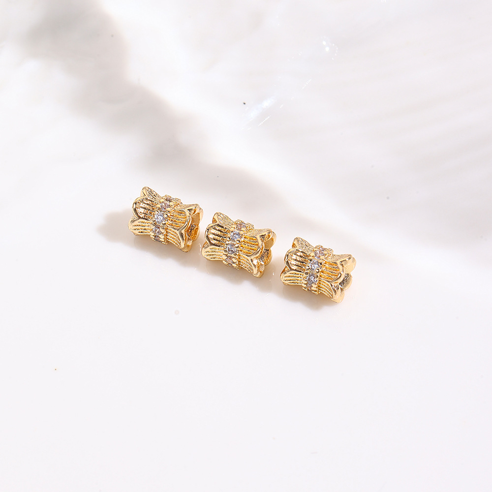 Copper plated 18K gold spacer beads, handmade loose beads DIY bracelet necklace crystal pearl spacer beads jewelry accessories