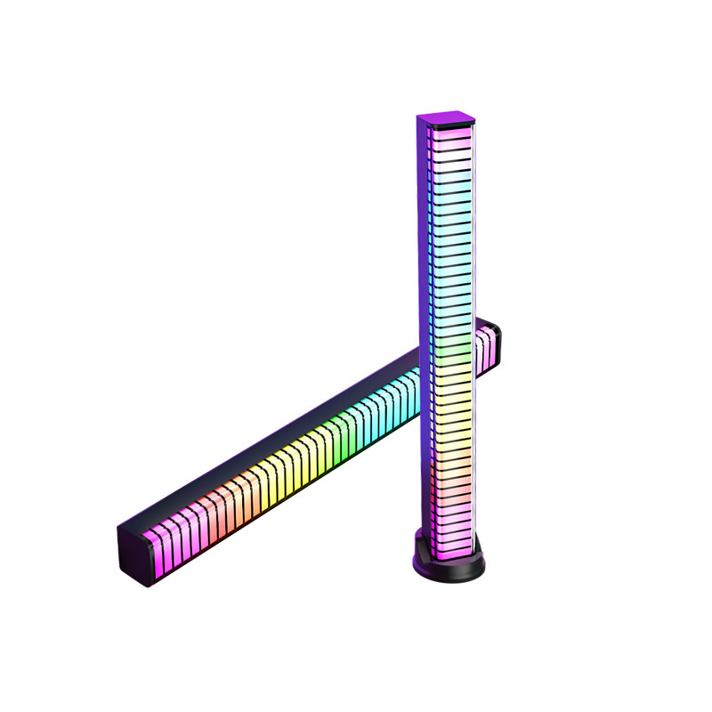 3D Double-sided Sound Pickup Light RGB Voice Control Music Rhythm Light for Computer Car Desktop APP Bluetooth Light Bar