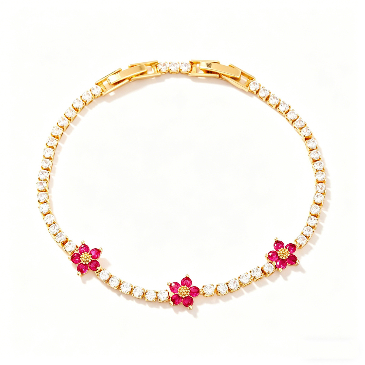 Colorful zircon bracelet women flower design niche bracelet micro-set exquisite
