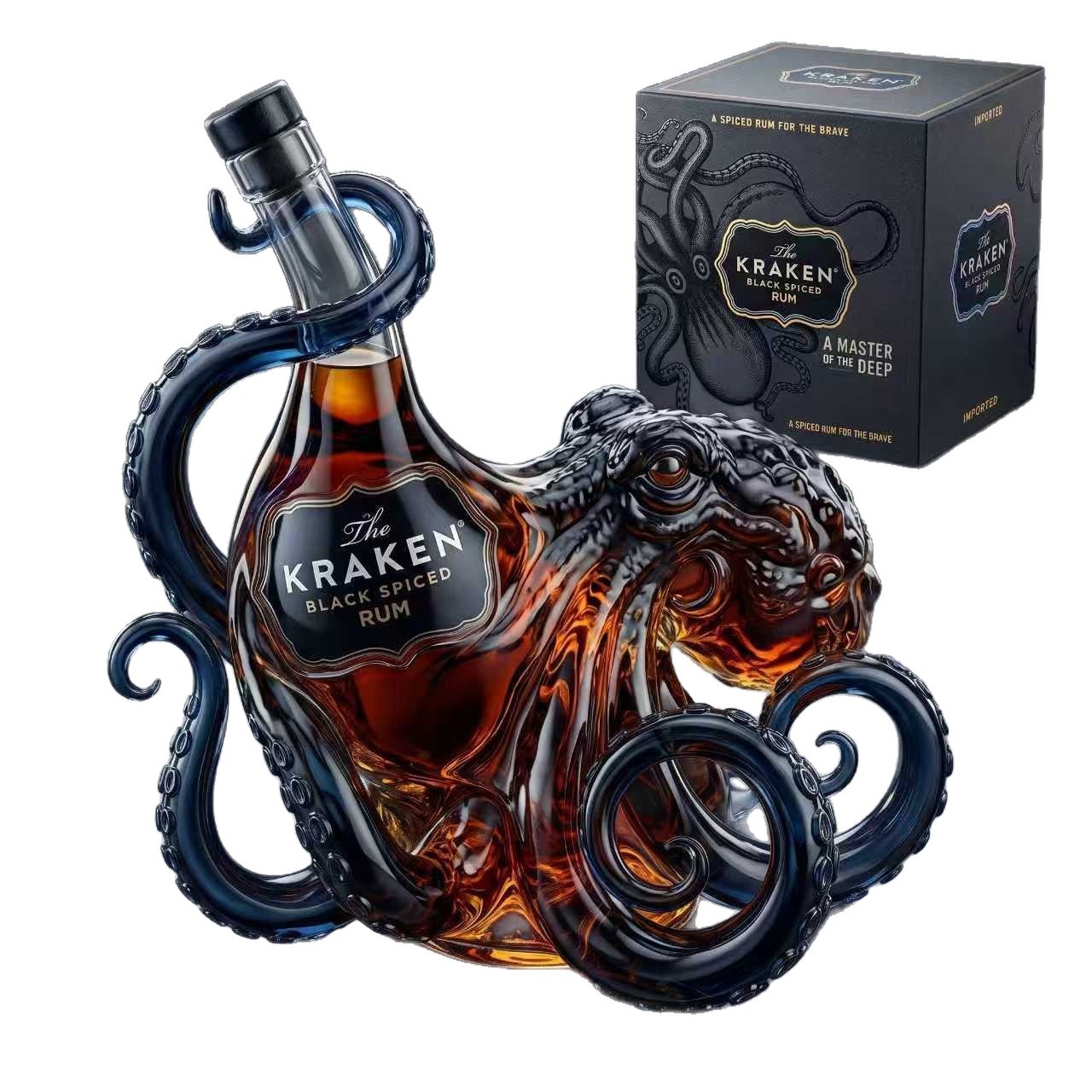 New commemorative octopus wine bottle colored bottle glass bottle commemorative glass whiskey bottle