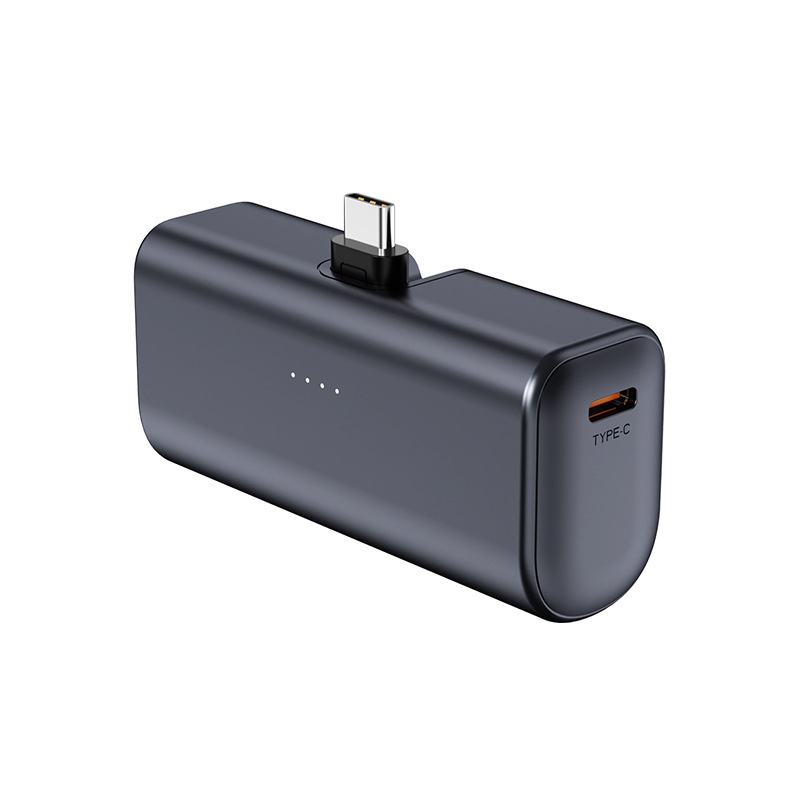 Foldable Plug Fast Charging Metallic Paint Tail Plug Capsule 5000mAh Power Bank Portable PD Mobile Power Supply