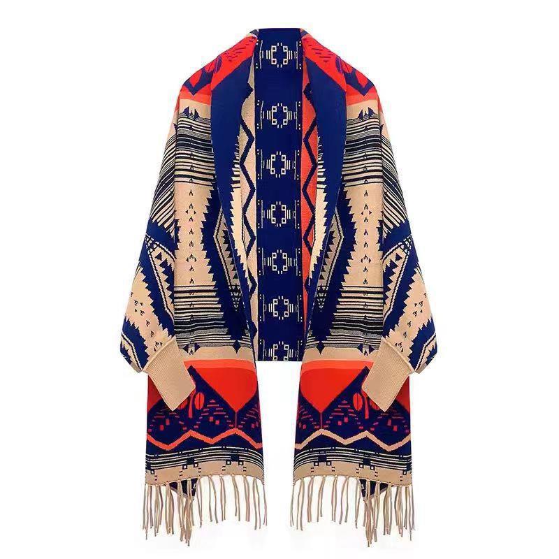 Ethnic Style Shawl Cape Yunnan Lijiang Travel Camping Blanket Outer Wear Cape Shawl Scarf Women