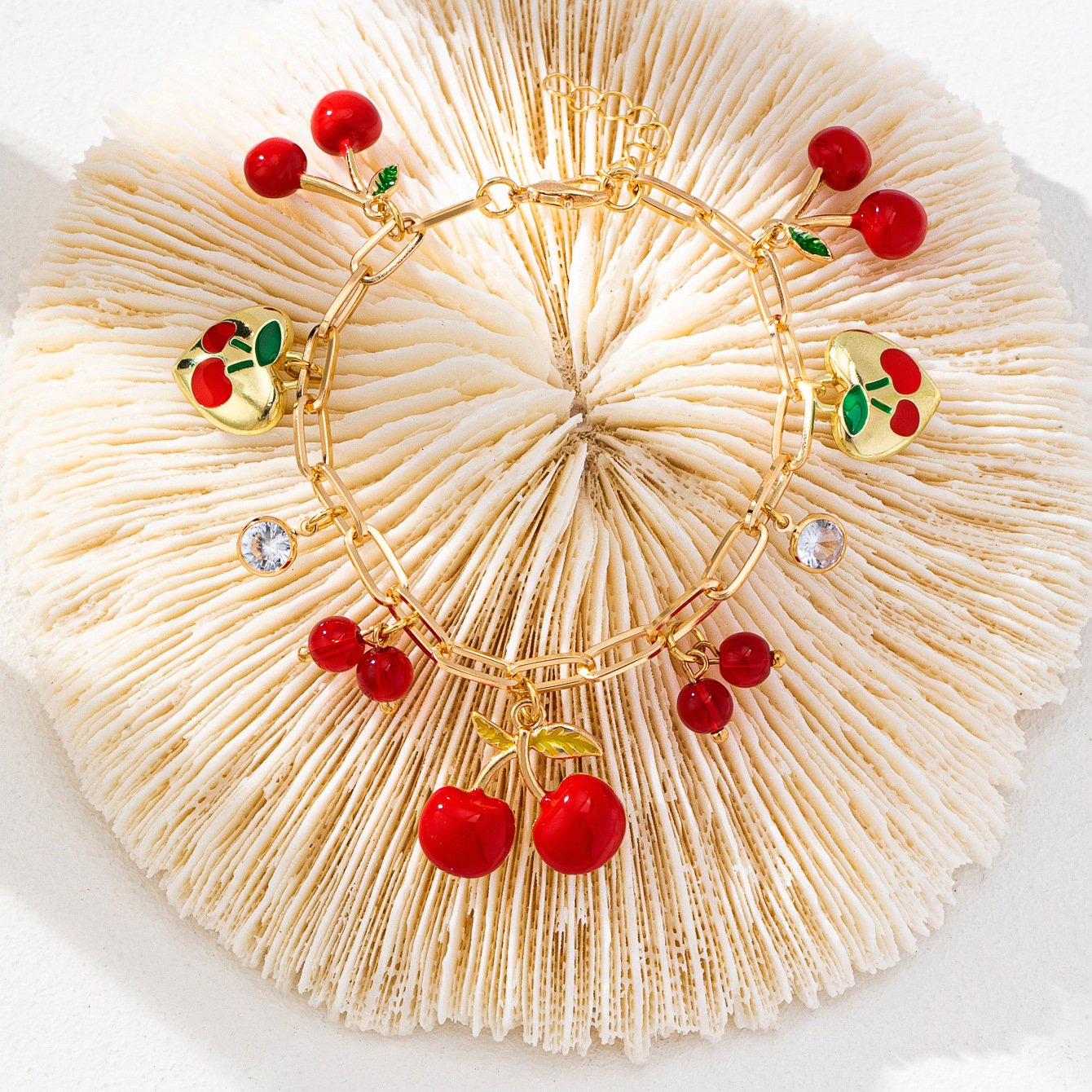 Qingdao Daiwei Accessories 1 Piece Summer Ocean Small Fish Conch Cherry Clock Pendant Bracelet Women's Jewelry Gift
