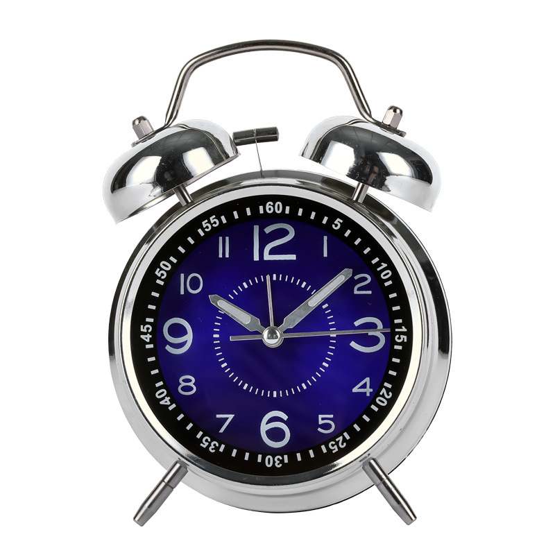 Metal bell alarm clock with electroplating, luminous, bedroom, Aishida sweep-second alarm clock, student clock