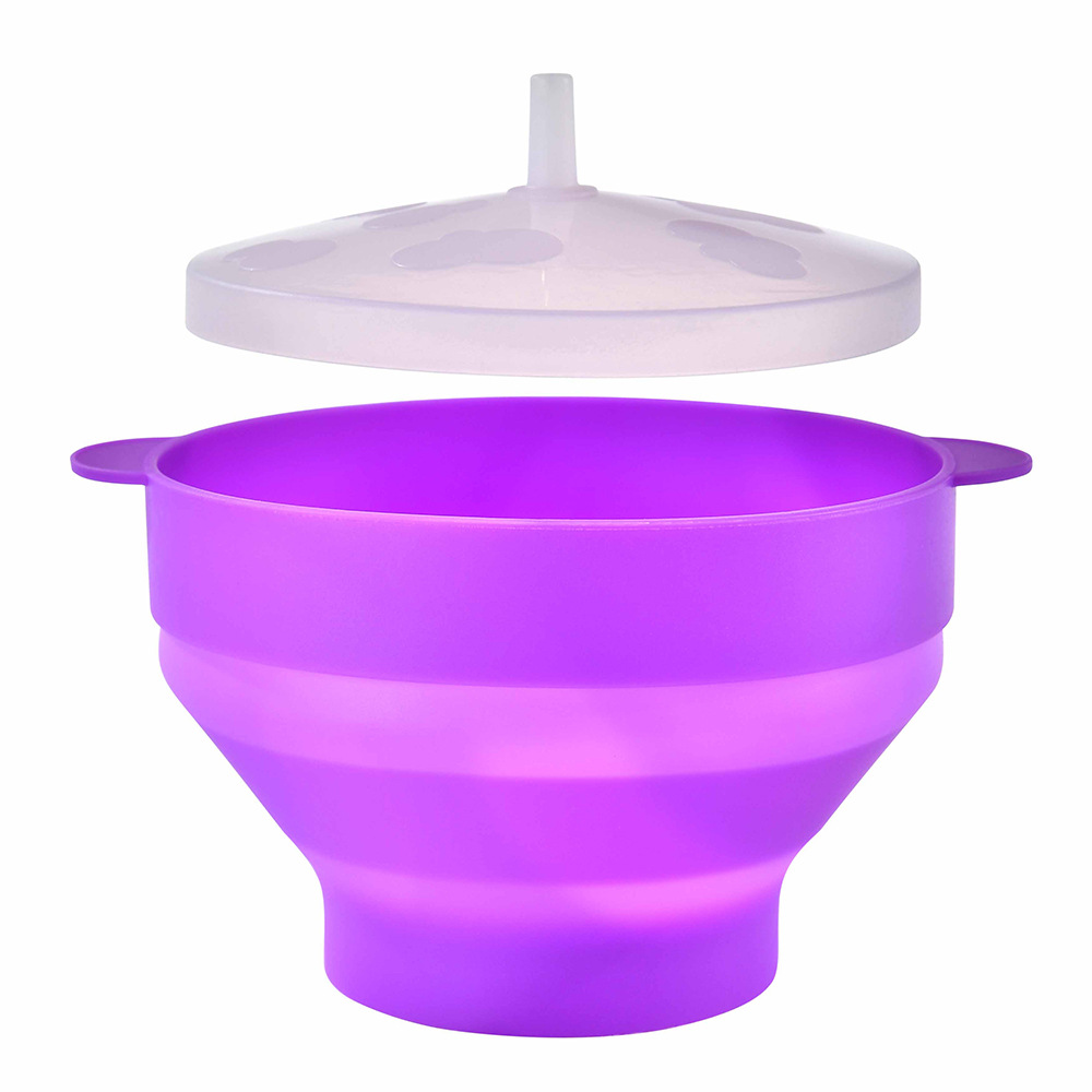 High Temperature Resistant Foldable Oven Bowl Popcorn Bowl with Lid Popcorn Bucket Bamboo Vacuum Bowl