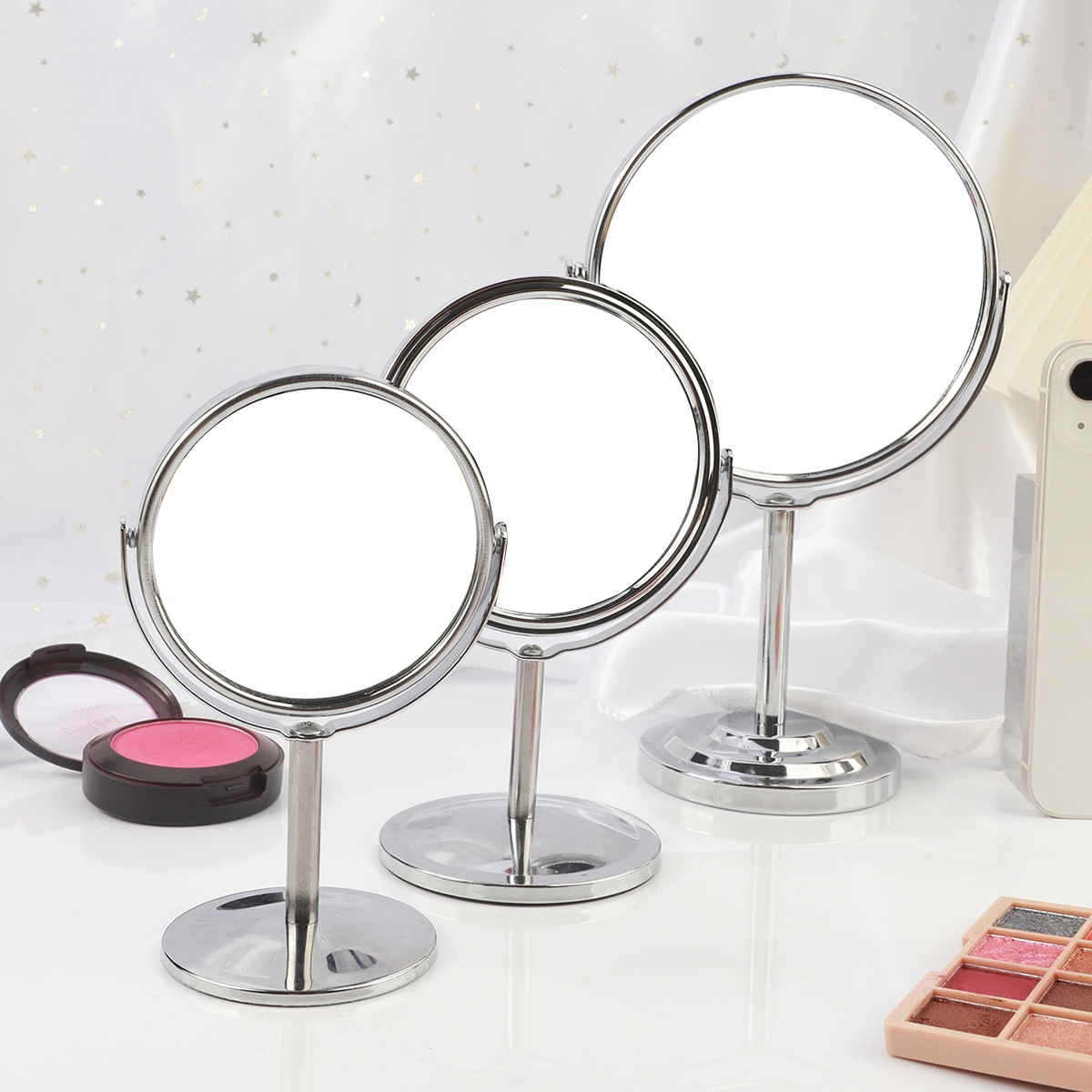 New 3/4/5/6 Inch Double-Sided Desktop Makeup Mirror Magnifying Rotating Mirror High Definition Desktop Dressing Table Mirror