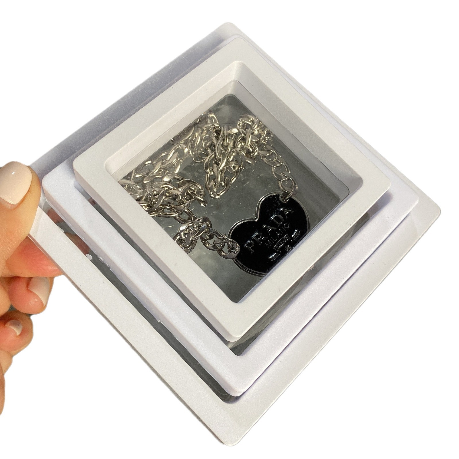 Exquisite acrylic rectangular square transparent film gift box necklace jewelry bow accessories